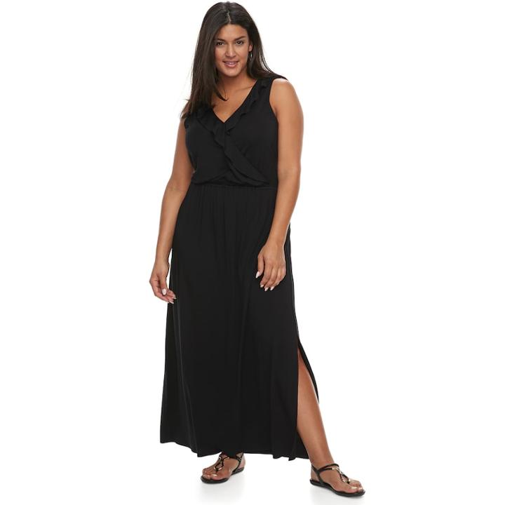 Plus Size Apt. 9&reg; Ruffle Maxi Dress, Women's, Size: 3xl, Black