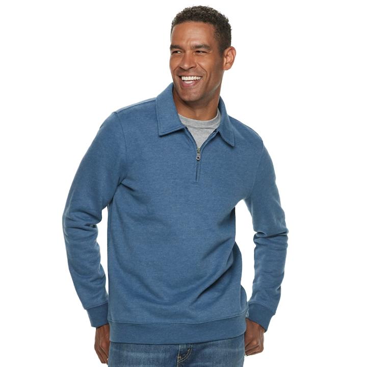 Men's Croft & Barrow&reg; Classic-fit Quarter-zip Fleece Polo, Size: Xl, Dark Blue