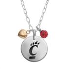 Fiora Crystal Sterling Silver Cincinnati Bearcats Team Logo & Heart Pendant Necklace, Women's, Size: 16, Multicolor