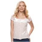Juniors' Candie's&reg; Velvet Snap Front Top, Teens, Size: Small, Brt Pink