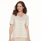 Women's Alfred Dunner Studio Embroidered Short-sleeve Sweater, Size: Medium, Multi Embroidery
