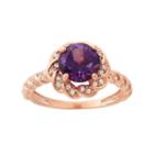Amethyst And Lab-created White Sapphire 14k Rose Gold Over Silver Halo Ring, Women's, Size: 6, Purple