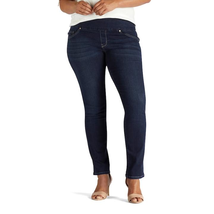 Plus Size Lee Sculpting Slim Leg Pull-on Jeans, Women's, Size: 24w Petite, Dark Blue