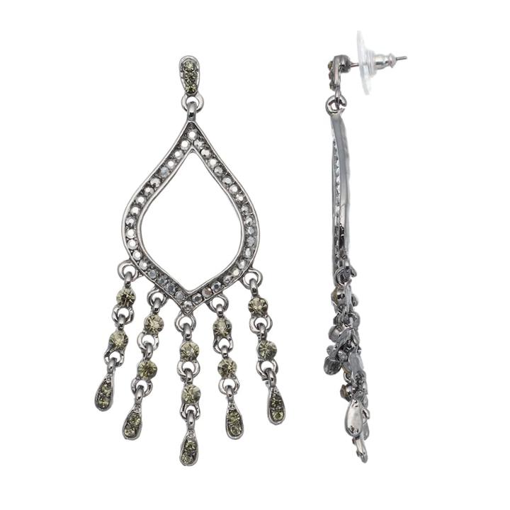 Oblong Chandelier Earrings, Women's, Black