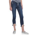 Juniors' Almost Famous Frayed Hem Skinny Jeans, Teens, Size: 3, Dark Blue