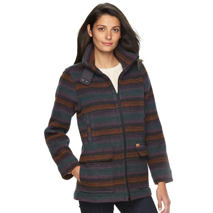 Women's Woolrich Century Striped Wool Blend Coat, Size: Xl, Natural
