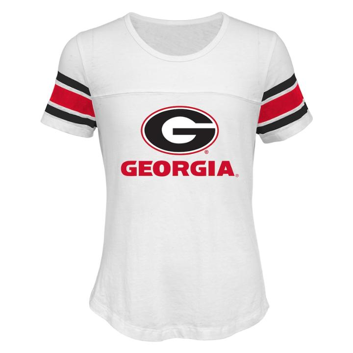 Girls 7-16 Georgia Bulldogs Team Pride Burnout Tee, Size: M 10-12, White