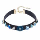 Blue Flower Geometric Stone Choker Necklace, Women's