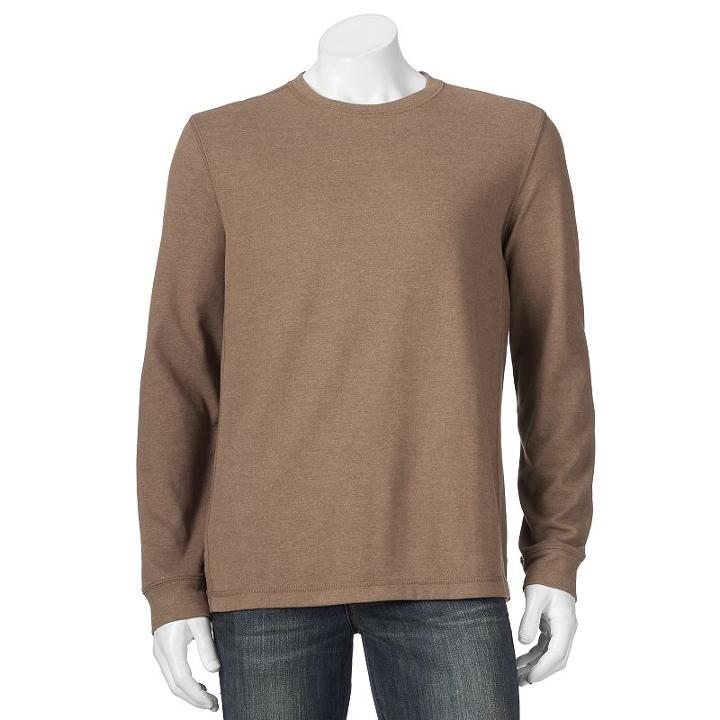 Men's Croft & Barrow&reg; Easy-care Fleece Crewneck Sweatshirt, Size: Large, Lt Brown