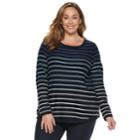Plus Size Croft & Barrow&reg; Curved Hem Sweater, Women's, Size: 3xl, Dark Blue