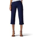 Women's Lee Nikki Cuffed Comfort Waist Poplin Capris, Size: 6 Avg/reg, Dark Blue