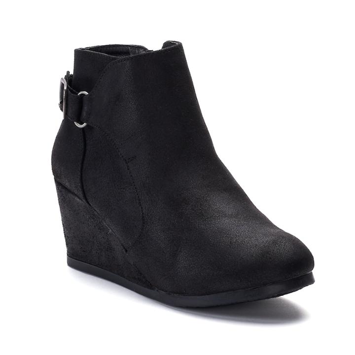 Sugar Mixup Women's Wedge Ankle Boots, Size: Medium (6), Black