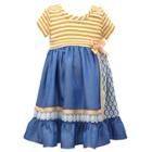 Girls 4-6x Bonnie Jean Red Stripe Chambray Dress, Size: 6x, Blue