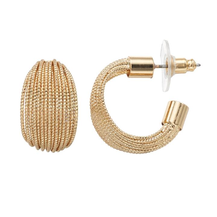 Napier Textured Open Hoop Stud Earrings, Women's, Gold