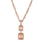 14k Rose Gold Over Silver Peach Quartz Pendant, Women's, Size: 16, Orange