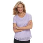 Women's Croft & Barrow&reg; Lace-front Tee, Size: Xl, Lt Purple