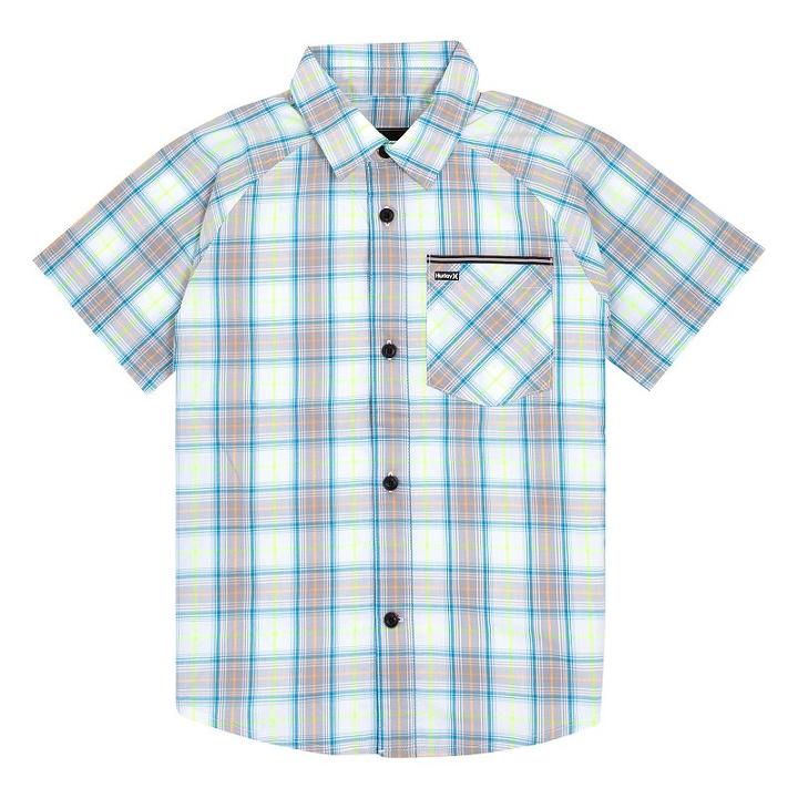 Boys 4-7 Hurley Plaid Raglan Button Down Shirt, Size: 7, White Oth