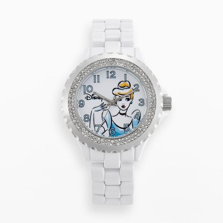 Disney Princess Cinderella Women's Crystal Watch, White