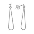 Sterling Silver Long Teardrop Earrings, Women's, Grey