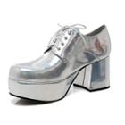 Adult Silver Metallic Platform Costume Shoes, Size: 8-9