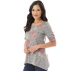 Women's Apt. 9&reg; Lattice Sleeve Tee, Size: Medium, Menswear Floral