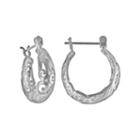 Silver Plated Filigree Hoop Earrings, Women's, Grey