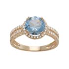 10k Gold Lab-created Aquamarine & White Sapphire Halo Ring, Women's, Size: 8, Blue