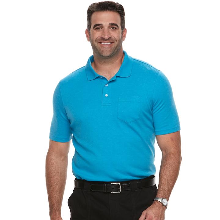 Big & Tall Croft & Barrow® Classic-fit Easy-care Interlock Pocket Polo, Men's, Size: 4xlt, Turquoise/blue (turq/aqua)