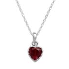 Tiara Sterling Silver Garnet Heart Crown Pendant, Women's, Size: 18, Red