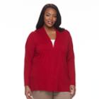 Plus Size Dana Buchman Ribbed Transitional Open-front Cardigan, Women's, Size: 3xl, Dark Red