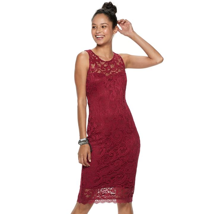 Juniors' Liberty Love Lace Bodycon Dress, Teens, Size: Xl, Drk Purple