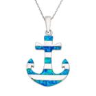 Lab-created Blue Opal Sterling Silver Anchor Pendant Necklace, Women's, Size: 18