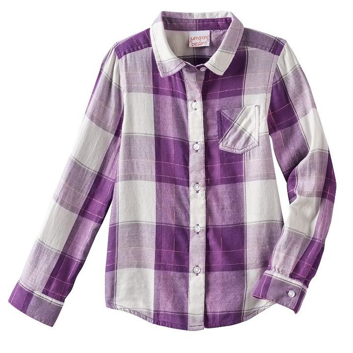 Girls 4-10 Jumping Beans® Long Sleeve Sparkle Button-front Shirt, Size: 6x, Lt Beige