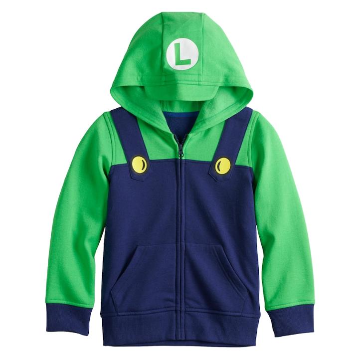 Boys 4-12 Jumping Beans&reg; Super Mario Bros. Luigi Zip Hoodie, Size: 8, Blue