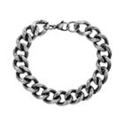 1913 Men's Stainless Steel Curb Chain Bracelet, Size: 8, Grey