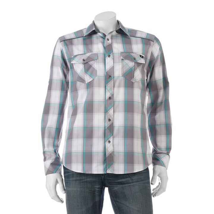 Big & Tall Rock & Republic Classic-fit Plaid Roll-tab Button-down Shirt, Men's, Size: Xl Tall, Dark Grey