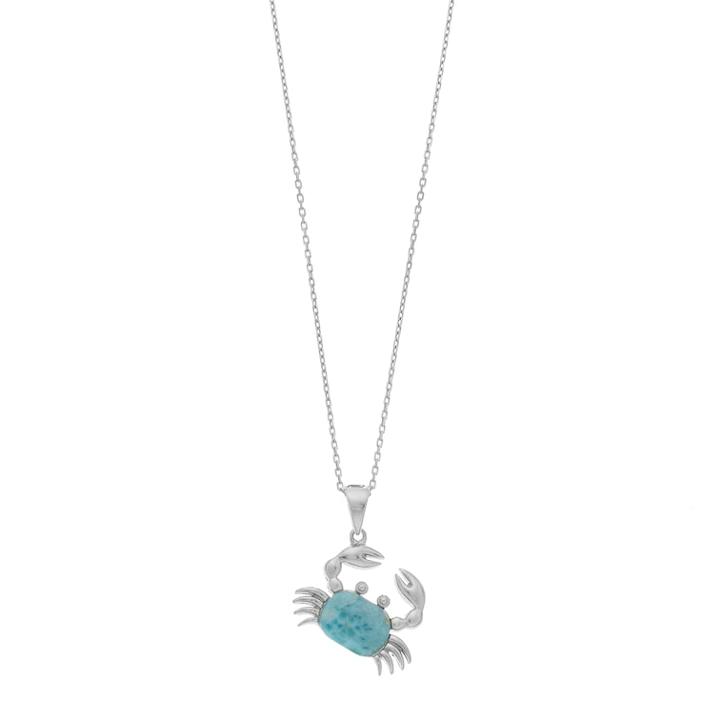 Sterling Silver Larimar Crab Pendant Necklace, Women's, Blue