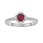 Sterling Silver Ruby And Diamond Accent Frame Ring, Women's, Size: 9, Red
