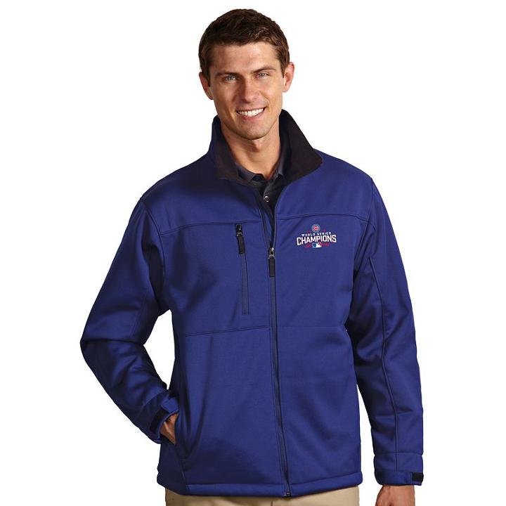 Men's Antigua Chicago Cubs 2016 World Series Champions Traverse Softshell Jacket, Size: Large, Dark Blue