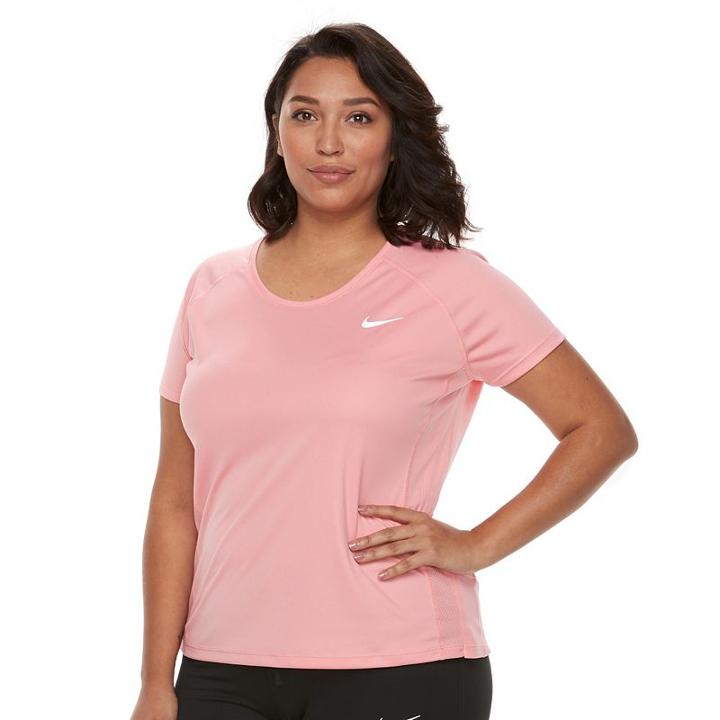 Plus Size Nike Miler Dri-fit Short Sleeve Top, Women's, Size: 3xl, Drk Orange