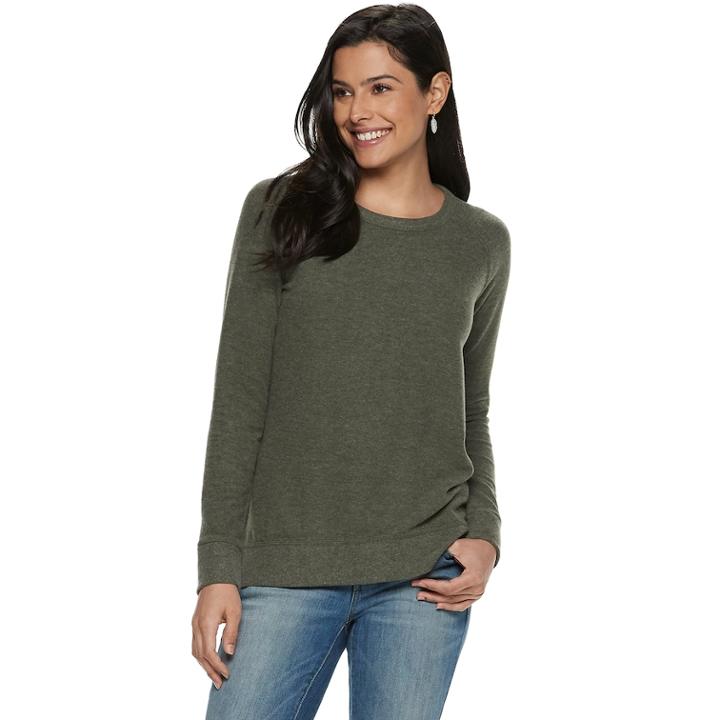 Petite Sonoma Goods For Life&trade; Supersoft Scoopneck Top, Women's, Size: L Petite, Green