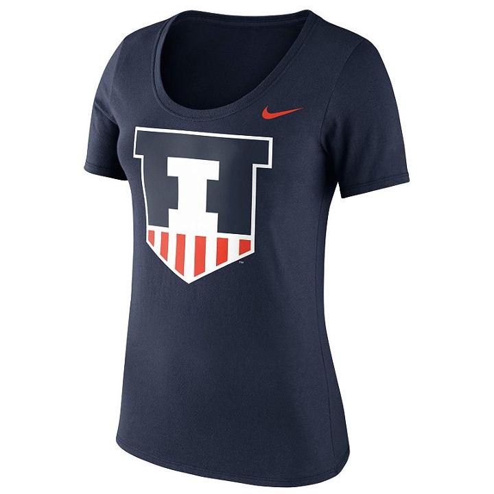 Women's Nike Illinois Fighting Illini Logo Scoopneck Tee, Size: Xxl, Blue (navy)