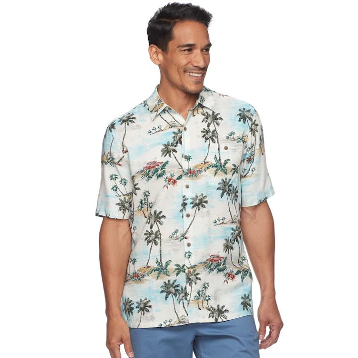 Men's Batik Bay Classic-fit Tropical Soft Touch Pocket Button-down Shirt, Size: Large, Turquoise/blue (turq/aqua)