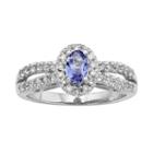 The Regal Collection Tanzanite And 1/2 Carat T.w. Igl Certified Diamond 14k White Gold Tiered Oval Halo Ring, Women's, Size: 6, Purple