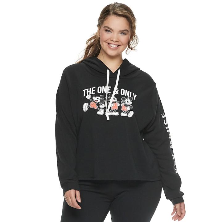 Disney's Mickey Mouse 90th Anniversary Juniors' Plus Size The One & Only Fleece Hoodie, Teens, Size: 2xl, Black