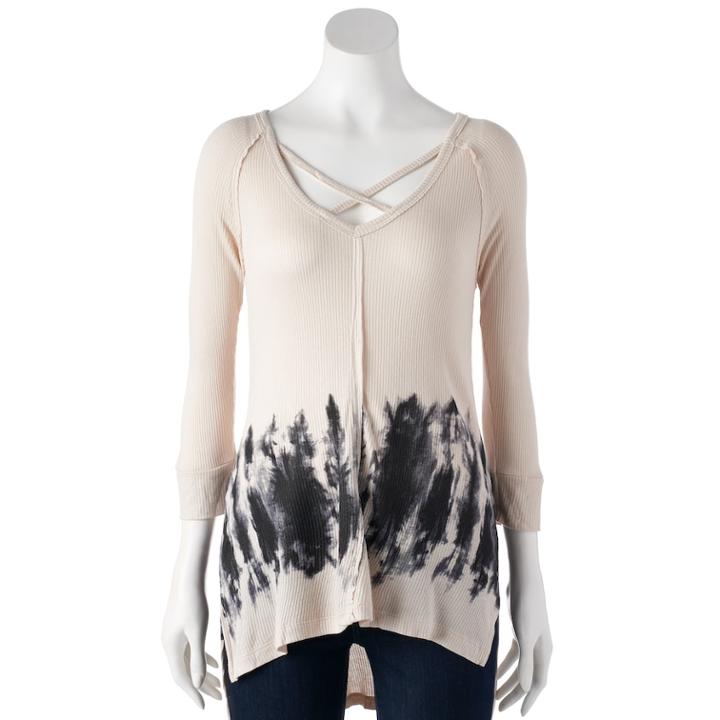 Women's French Laundry Strappy Tie-dye Tunic, Size: Xl, Lt Beige