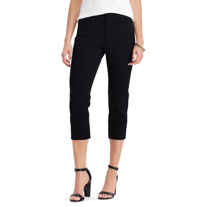 Women's Chaps Stretch Slim Capris, Size: 12, Black