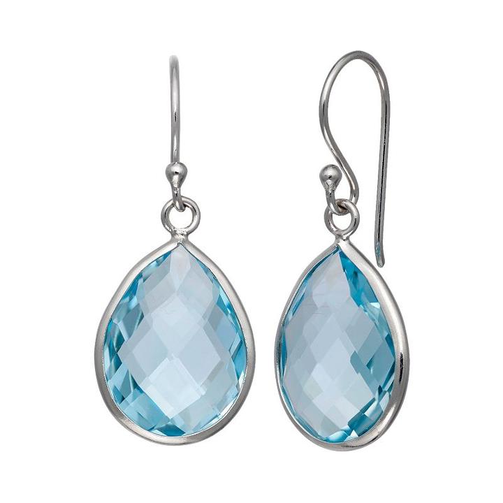 Sterling Silver Blue Topaz Teardrop Earrings, Women's