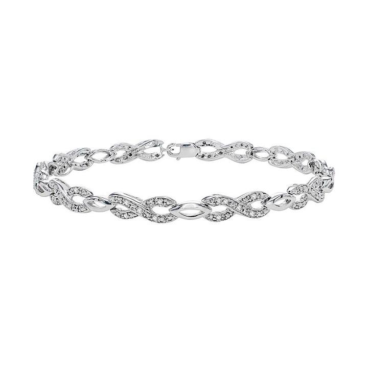 Sterling Silver 1/3 Carat T.w. Diamond Infinity Bracelet, Women's, Size: 7.25, White