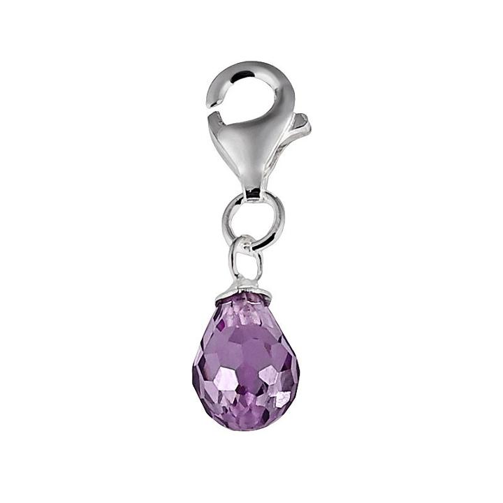Personal Charm Sterling Silver Simulated Birthstone Teardrop Charm, Women's, Purple